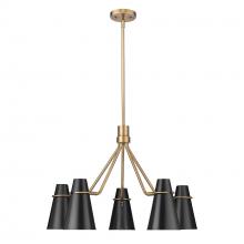  2122-5 MBS-BLK - Reeva 5 Light Chandelier in Modern Brass with Matte Black Shade